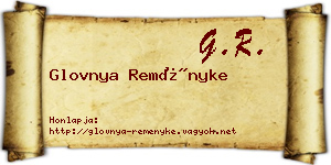 Glovnya Reményke névjegykártya